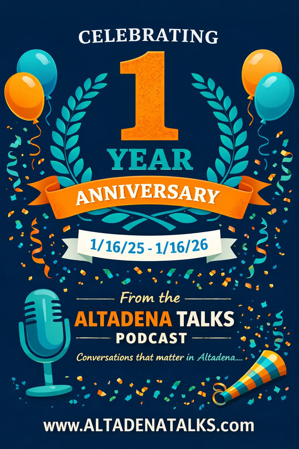 1 year anniversary of Altadena Talks Podcast