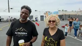 Tiffany Haddish interviewing with Channel 5 at SuperKing Altadena